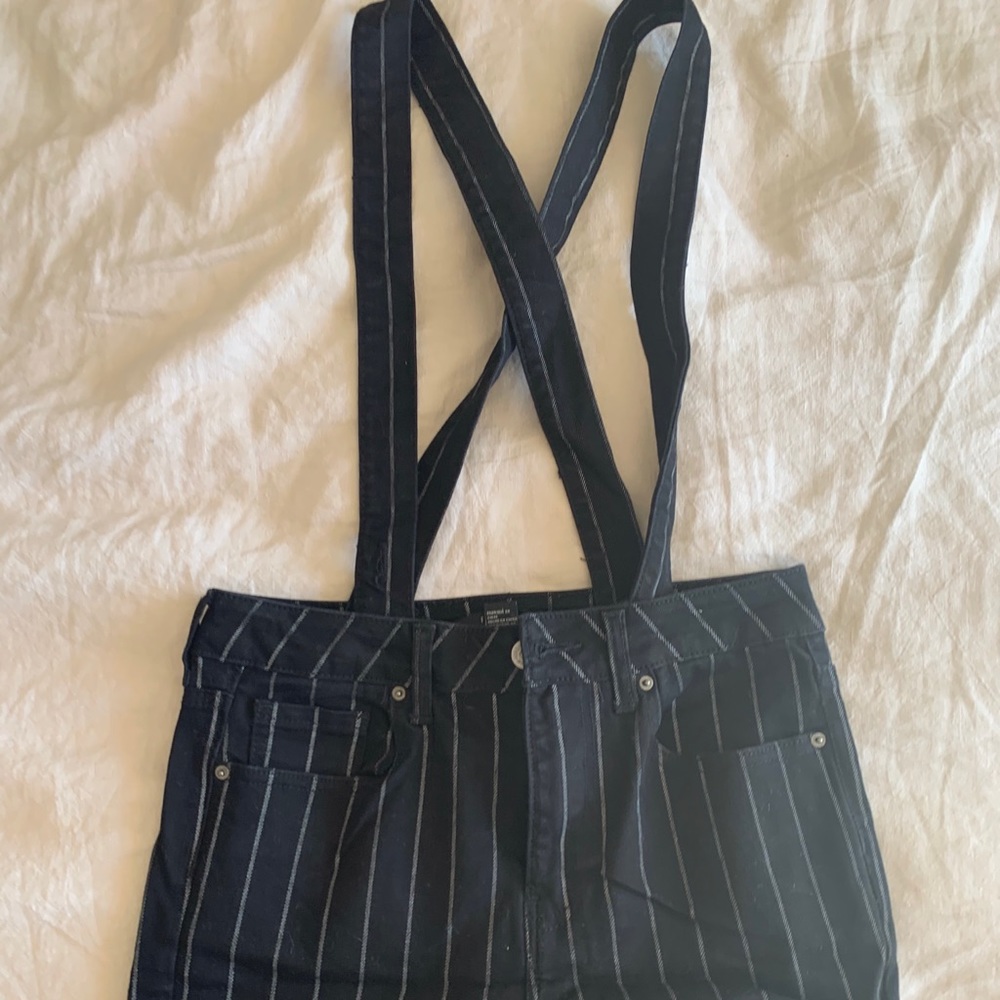 Black & Striped Overall Pants